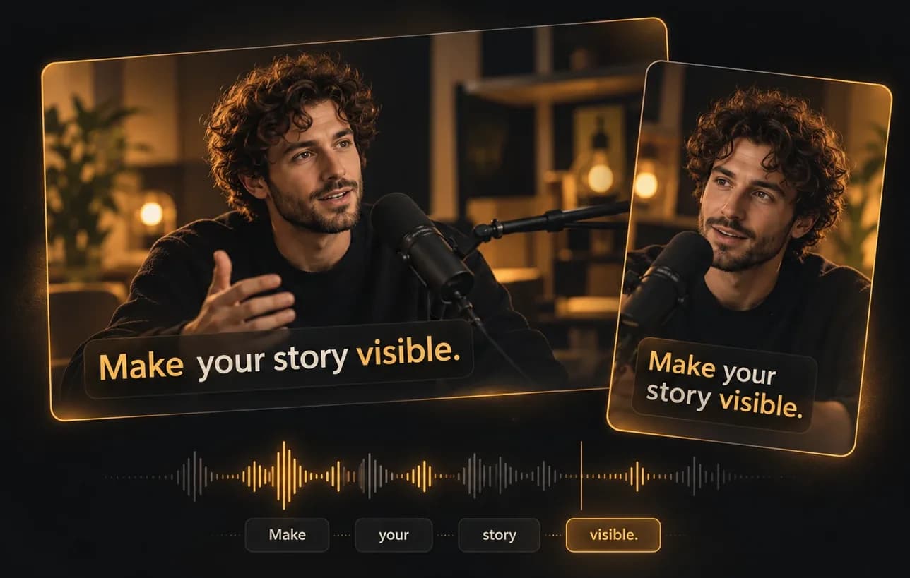 One recording captioned for landscape and portrait, synced word by word
